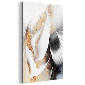 MuchoWow KOVOVÝ OBRAZ Luxusné - abstraktné - zlaté - biele 40x60 cm vyobraziť