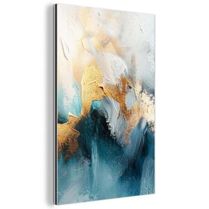 MuchoWow KOVOVÝ OBRAZ Abstraktné - umenie - zlaté - modré 40x60 cm vyobraziť