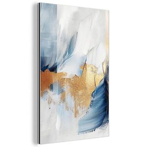 MuchoWow KOVOVÝ OBRAZ Zlatá - modrá - akvarel - umenie - moderné 60x90 cm vyobraziť