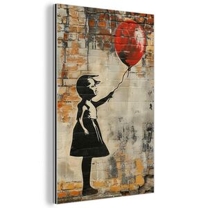 MuchoWow KOVOVÝ OBRAZ Graffiti - Banksy - Dievča - Street art 60x90 cm vyobraziť