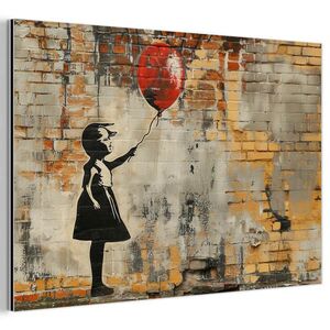 MuchoWow KOVOVÝ OBRAZ Graffiti - Banksy - Dievča - Street art 60x40 cm vyobraziť