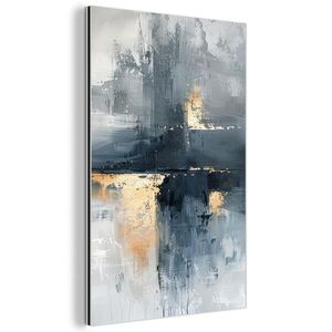 MuchoWow KOVOVÝ OBRAZ Umenie - sivé - zlaté - abstraktné 60x90 cm vyobraziť