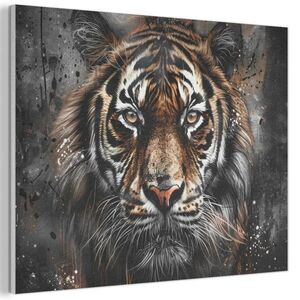 MuchoWow AKUSTICKÝ OBRAZ Tiger - Zvieratá - Portrét - Luxusné - Čierne 80x60 cm vyobraziť
