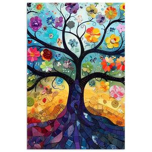 MuchoWow PLAGÁT Umenie - Strom života - Kvety - Hippie 80x120 cm vyobraziť
