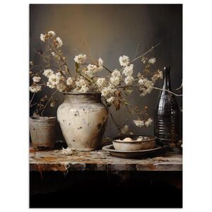 MuchoWow PLAGÁT Zátišie - Kvety - Kytica - Váza - Víno 30x40 cm vyobraziť