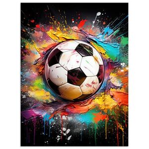 MuchoWow PLAGÁT Futbal - Farba - Farby - Čierna - Biela 30x40 cm vyobraziť