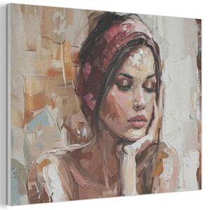 MuchoWow AKUSTICKÝ OBRAZ Žena - vzhľad maľby - portrét - moderný 70x50 cm vyobraziť