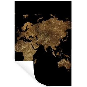 MuchoWow NÁLEPKA NA STENU Mapa sveta - Zlato - Luxus - Zem - Čierna 80x120 cm vyobraziť