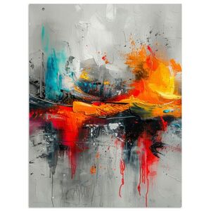 MuchoWow PLAGÁT Moderné umenie - Oranžová - Sivá - Abstraktné 60x80 cm vyobraziť