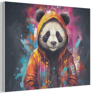 MuchoWow AKUSTICKÝ OBRAZ Panda - Bunda - Graffiti - oranžová 80x60 cm vyobraziť