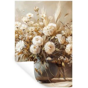 MuchoWow NÁLEPKA NA STENU Kvety - Váza - Zátišie - Béžová 80x120 cm vyobraziť
