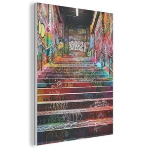 MuchoWow AKUSTICKÝ OBRAZ Schody - Graffiti - Farby - Umenie 50x70 cm vyobraziť