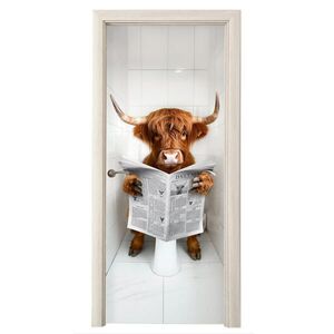MuchoWow NÁLEPKA NA DVERE Scottish Highlander - Noviny - WC - Zviera 95x215 cm vyobraziť