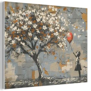 MuchoWow AKUSTICKÝ OBRAZ Strom - graffiti - Banksy štýl - dievča s balónom 80x60 cm vyobraziť