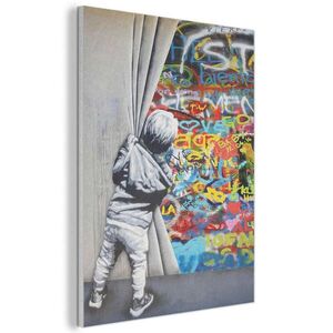 MuchoWow AKUSTICKÝ OBRAZ Graffiti - Chlapec - Ilussie - Street art 60x80 cm vyobraziť