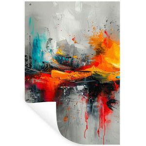MuchoWow NÁLEPKA NA STENU Moderné umenie - Oranžová - Sivá - Abstraktné 80x120 cm vyobraziť