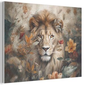 MuchoWow AKUSTICKÝ OBRAZ Lev - Divoká zver - Rastliny - Príroda - Kvety 70x50 cm vyobraziť