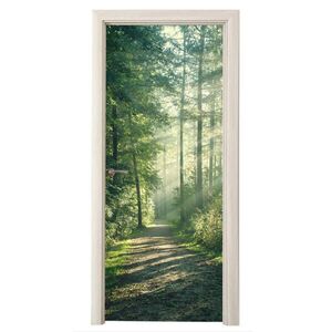 MuchoWow NÁLEPKA NA DVERE Les - Cesta - Slnko - Stromy - Zelená - Príroda 75x205 cm vyobraziť
