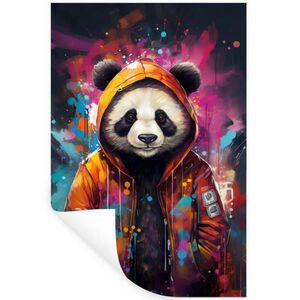 MuchoWow NÁLEPKA NA STENU Panda - Bunda - Graffiti - oranžová 40x60 cm vyobraziť