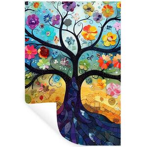 MuchoWow NÁLEPKA NA STENU Umenie - Strom života - Kvety - Hippie 80x120 cm vyobraziť