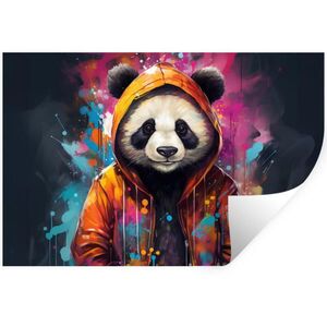 MuchoWow NÁLEPKA NA STENU Panda - Bunda - Graffiti - oranžová 60x40 cm vyobraziť