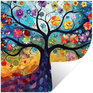 MuchoWow NÁLEPKA NA STENU Umenie - Strom života - Kvety - Hippie 50x50 cm vyobraziť