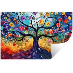 MuchoWow NÁLEPKA NA STENU Umenie - Strom života - Kvety - Hippie 60x40 cm vyobraziť