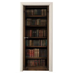 MuchoWow NÁLEPKA NA DVERE Regál na knihy - Vintage - hnedý 95x235 cm vyobraziť