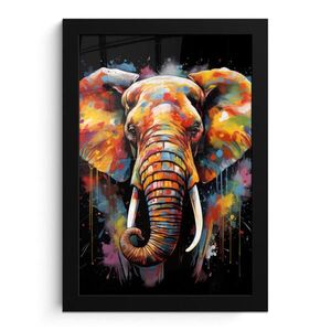 MuchoWow ZARÁMOVANÝ PLAGÁT Slon - Graffiti - Čierna - Zvieratá - Farby 20x30 cm vyobraziť