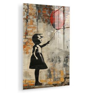 MuchoWow OBRAZ NA AKRYLOVOM SKLE Graffiti - Banksy - Dievča - Street art 40x60 cm vyobraziť