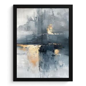 MuchoWow ZARÁMOVANÝ PLAGÁT Umenie - sivé - zlaté - abstraktné 30x40 cm vyobraziť