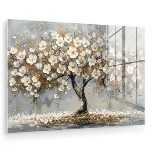 MuchoWow OBRAZ NA AKRYLOVOM SKLE Strom - Kvety - Biela - Príroda - Umenie 60x40 cm vyobraziť