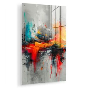 MuchoWow OBRAZ NA AKRYLOVOM SKLE Moderné umenie - Oranžová - Sivá - Abstraktné 40x60 cm vyobraziť