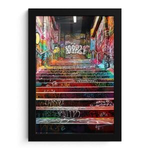 MuchoWow ZARÁMOVANÝ PLAGÁT Schody - Graffiti - Farby - Umenie 20x30 cm vyobraziť