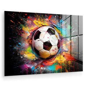 MuchoWow OBRAZ NA AKRYLOVOM SKLE Futbal - Farba - Farby - Čierna - Biela 90x60 cm vyobraziť