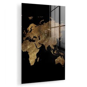 MuchoWow OBRAZ NA AKRYLOVOM SKLE Mapa sveta - Zlato - Luxus - Zem - Čierna 40x60 cm vyobraziť