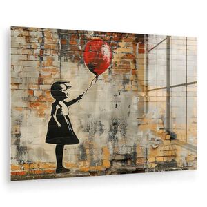 MuchoWow OBRAZ NA AKRYLOVOM SKLE Graffiti - Banksy - Dievča - Street art 90x60 cm vyobraziť