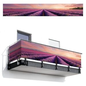 MuchoWow BALKÓNOVÁ ZÁSTENA Levanduľové pole - Západ slnka - Fialová - Kvety 500x75 cm vyobraziť