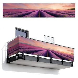 MuchoWow BALKÓNOVÁ ZÁSTENA Levanduľové pole - Západ slnka - Fialová - Kvety 500x100 cm vyobraziť