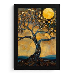 MuchoWow ZARÁMOVANÝ PLAGÁT Strom - Mesiac - Kvety - Zlato - Umenie 20x30 cm vyobraziť
