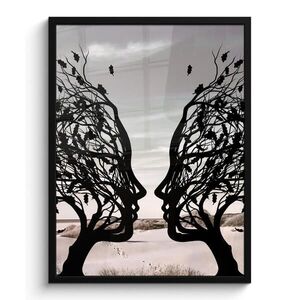 MuchoWow ZARÁMOVANÝ PLAGÁT Pláž - more - ľudia - strom - moderné umenie 60x80 cm vyobraziť