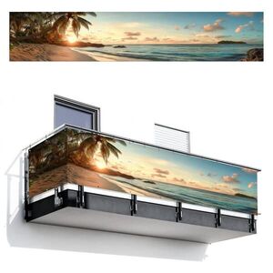 MuchoWow BALKÓNOVÁ ZÁSTENA Pláž - palmy - oceán - západ slnka 500x95 cm vyobraziť