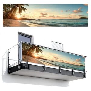 MuchoWow BALKÓNOVÁ ZÁSTENA Pláž - palmy - oceán - západ slnka 300x80 cm vyobraziť
