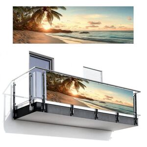 MuchoWow BALKÓNOVÁ ZÁSTENA Pláž - palmy - oceán - západ slnka 300x90 cm vyobraziť