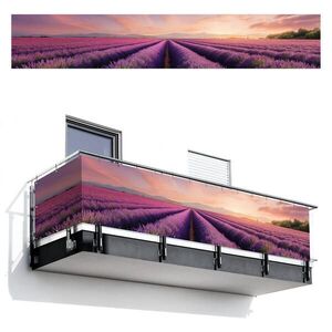 MuchoWow BALKÓNOVÁ ZÁSTENA Levanduľové pole - Západ slnka - Fialová - Kvety 500x90 cm vyobraziť