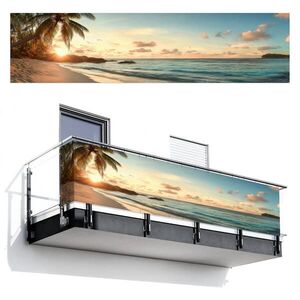 MuchoWow BALKÓNOVÁ ZÁSTENA Pláž - palmy - oceán - západ slnka 500x120 cm vyobraziť