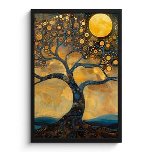 MuchoWow ZARÁMOVANÝ PLAGÁT Strom - Mesiac - Kvety - Zlato - Umenie 40x60 cm vyobraziť