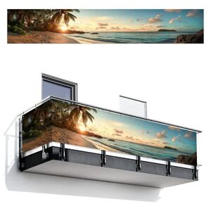 MuchoWow BALKÓNOVÁ ZÁSTENA Pláž - palmy - oceán - západ slnka 500x85 cm vyobraziť