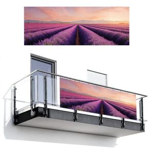 MuchoWow BALKÓNOVÁ ZÁSTENA Levanduľové pole - Západ slnka - Fialová - Kvety 300x110 cm vyobraziť