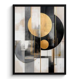 MuchoWow ZARÁMOVANÝ PLAGÁT Abstraktné - Zlato - Striebro - Tvary - Estetické - Moderné 60x80 cm vyobraziť